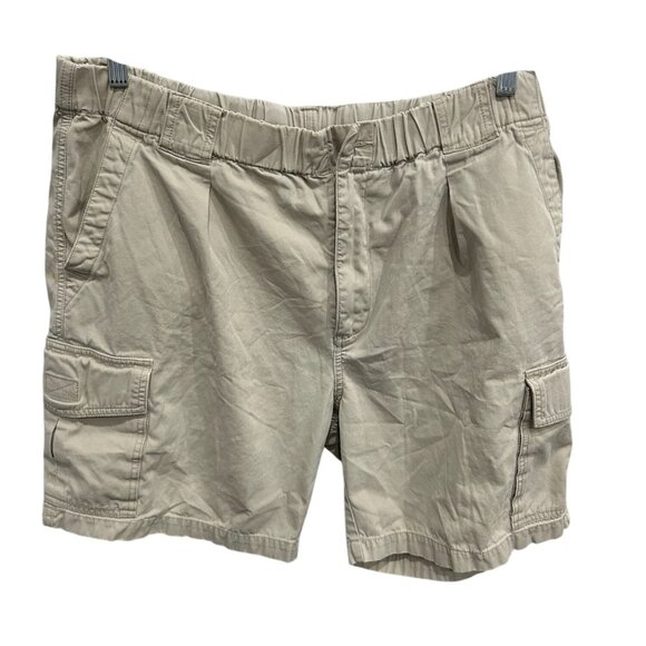 Tommy Bahama Cargo Shorts Beige Cotton Elastic Waist Button Closure Sz Large - Picture 1 of 8
